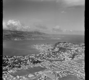 Image: Miramar Peninsula, Wellington, featuring suburbs Miramar and Seatoun with Pencarrow Head in the background