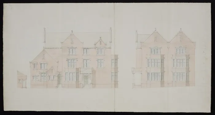 [Thomas Turnbull & Son :Residence Bowen Street for A H Turnbull Esq[uir]e. February 1916. Elevation only in pencil & pale watercolour]
