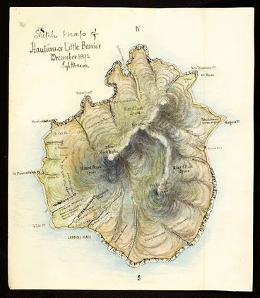 Image: Map of Hauturu Little Barrier Island.