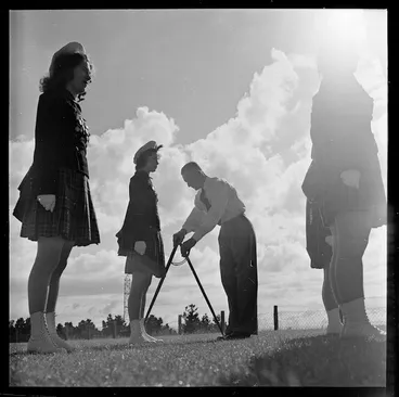 Image: Leader and nine girls from the Sargettes marching team