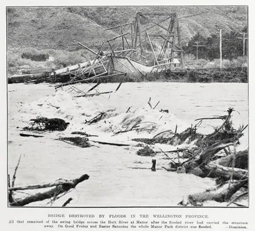 Image: Bridge destroyed by floods in the Wellington Province