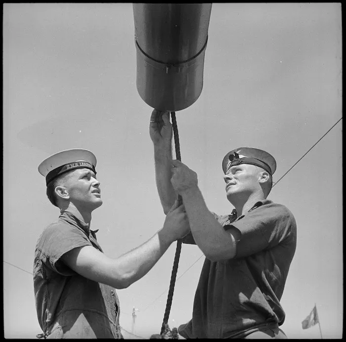 Two sailors on HMS Leander, Alexandria - Photograph taken by M D Elias