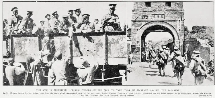 The war in Manchuria: Chinese troops on the way to take part in warfare against the Japanese
