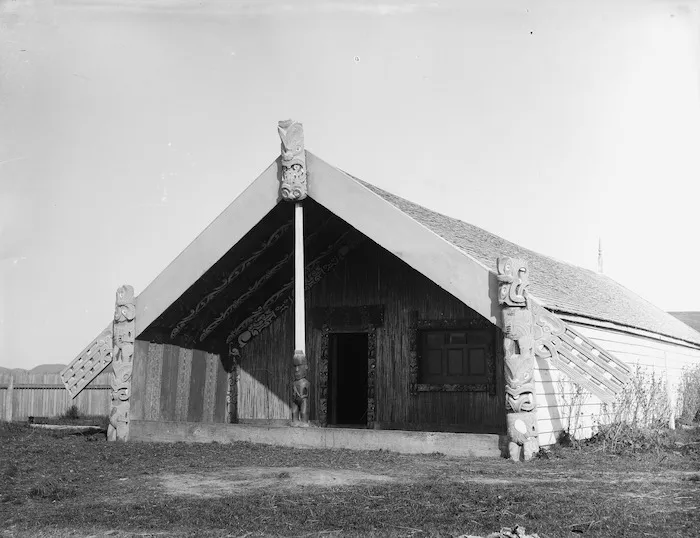 Kahuranaki, a carved house at Te Hauke, Hawke's Bay