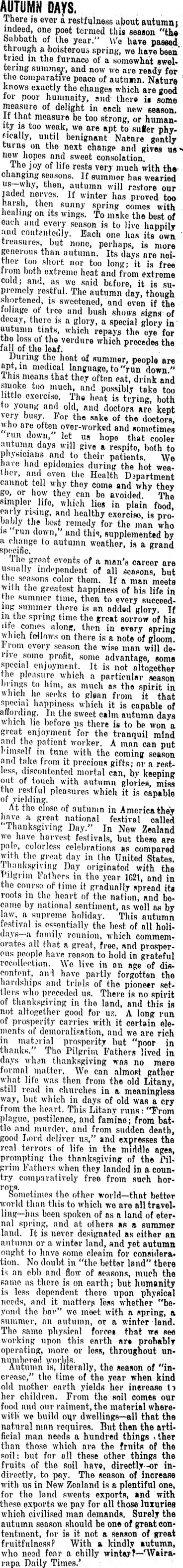Image: AUTUMN DAYS. (Clutha Leader 26-3-1907)