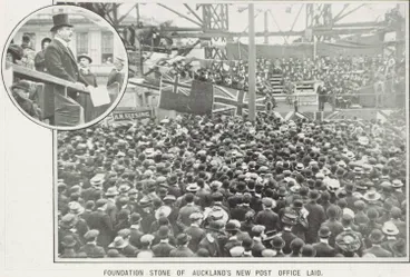 Image: Foundation stone of Auckland's new post office laid