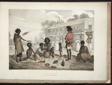 Image: Earle, Augustus, 1793-1838 :Natives of N[ew] S[outh] Wales as seen in the streets of Sydney / A Earle. Printed by C Hullmandel. [1830]