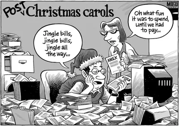 Image: Post Christmas carols. "Jingle bills, jingle bills, jingle all the way..." "Oh what fun it was to spend, until we had to pay..." 28 December, 2007