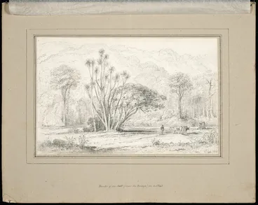 Image: Swainson, William, 1789-1855 :Banks of the Hutt (near the bridge) as in 1843 / W.S. 1844