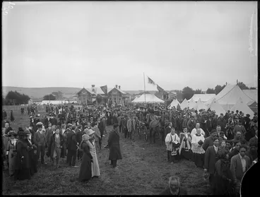 Image: Scene during the tangi of Makere Wikitoria Taitoko at Putiki - Photograph taken by Frank James Denton