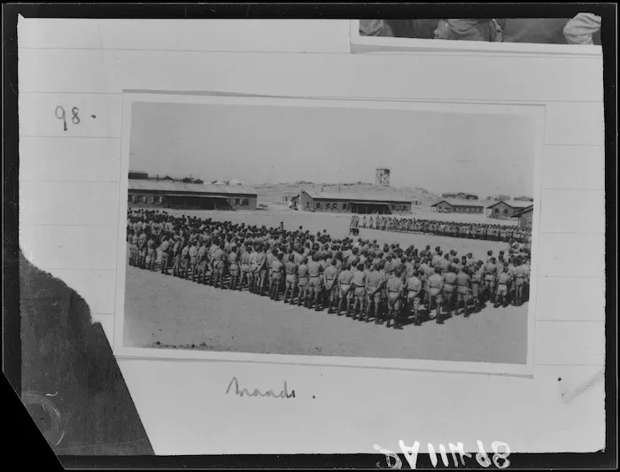 Members of 28 (Maori) Battalion at a memorial church service during World War II, Maadi Camp, Egypt - Photograph taken by Dr C N D'Arcy