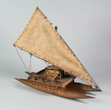 Image: Model double hulled sailing canoe