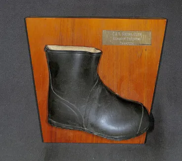 Image: CIT Social Club Gumboot Throwing Champion Plaque