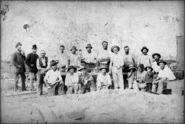 Image: Workers on Railway Bridge construction site