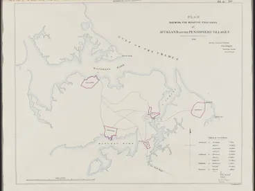 Image: Plan shewing the relative positions of Auckland and the pensioner's villages