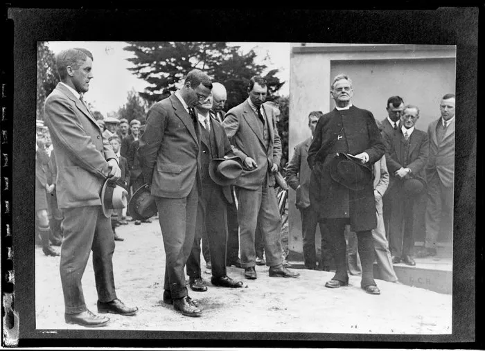 Group of men, Christ's College, Christchurch