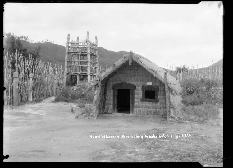 Māori Whares and Observatory, Whakarewarewa, Rotorua