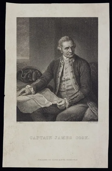 Image: Holland, Nathaniel Dance (Sir), 1734-1811 :Captain James Cook. N Dance / J Horsburgh. Published by Oliver & Boyd, Edinburgh. [1836]