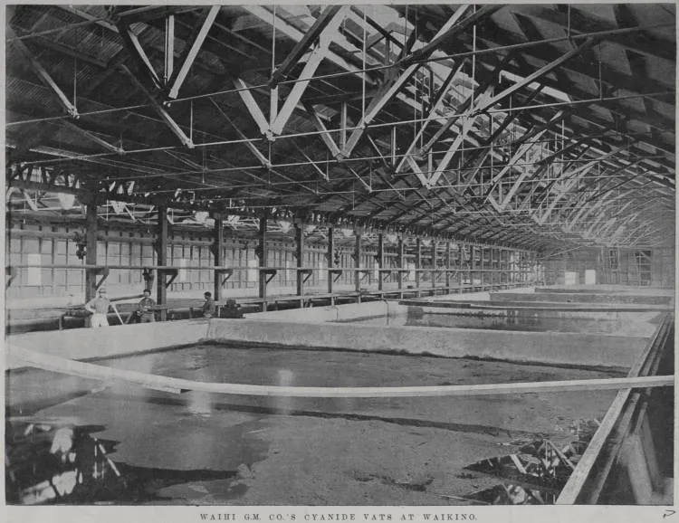 Waihi G.M. Co's cyanide vats at Waikino