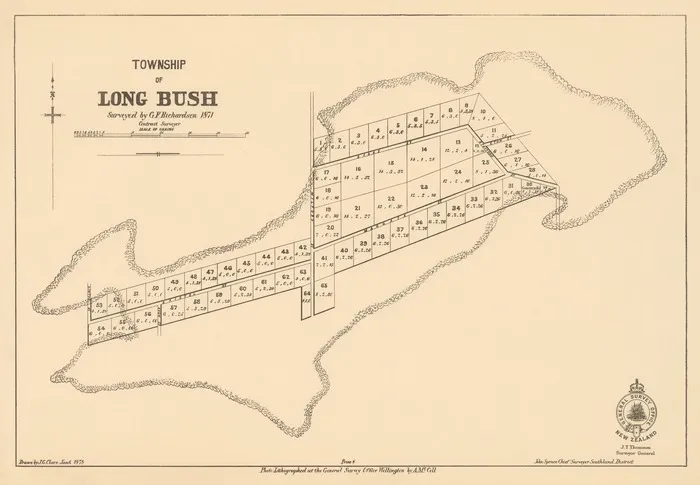 Township of Long Bush [electronic resource] / surveyed by G.F. Richardson, 1871, contract surveyor ; drawn by J.G. Clare, Jany. 1878.