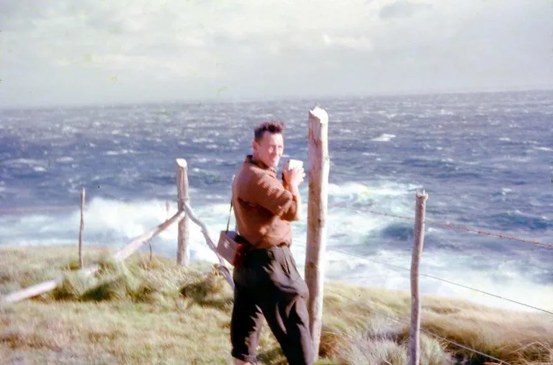 Slide: Tom Clark, principal keeper, filming the ocean