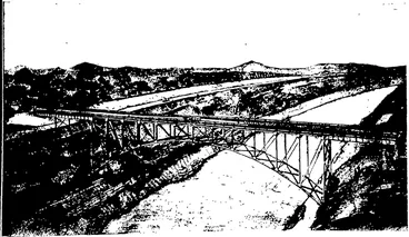Image: ME E. O. CAMPBELL'S TIBOLE, W.XXEB OF THE A SNAPSHOT AT THE BICES: M, r. XELLK;,XS STEPOirr WIXNEB OF THE JUYENZLE  HURDLE RACE. (Members of the Wil.oughby-Ward, Company.)  (Photos by Guy.) THE DUNEDIN JOCKEY CLUB'S SPRING MEETING AT WINGATUI ON LABOUR DAY. OCTOBER 9  THE HIGH LEVEL BRIDGE ACROSS THE WAIKATO RIVER AT CAMBRIDGE, NORTH ISLAND, N.Z. (Otago Witness, 16 October 1907)