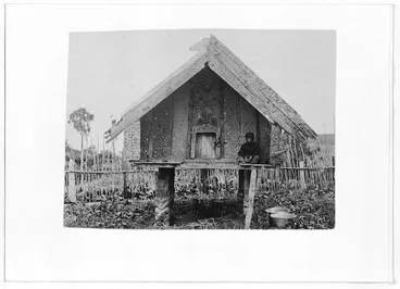 Image: Creator unknown : Photograph of a storehouse (pataka) at Maketu Pa, Bay of Plenty