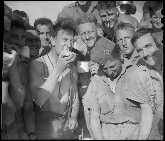 New Zealand troops at Tahag transit camp on their return from Greece