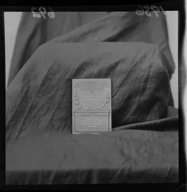 Image: Plaque, awarded by the International Amateur Athletic Federation to Miss Yvette W Williams, world record holder for the long jump