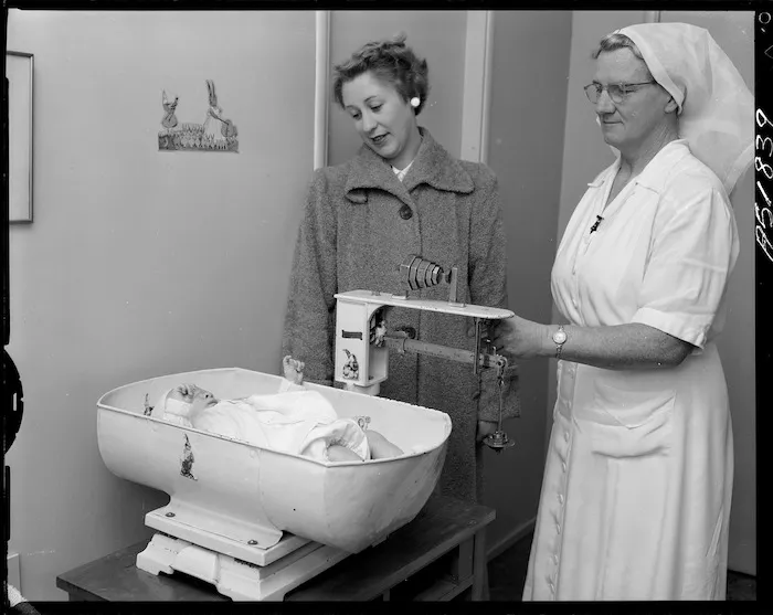 Waterloo Plunket Room, with mother, baby, and nurse - Photograph taken by Mr Rundle