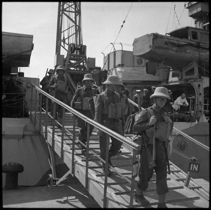 NZ troops disembarking at Piraeus