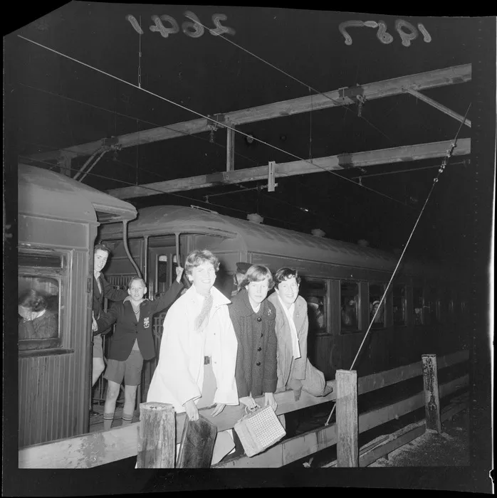 Passengers from a derailed electric train unit in Wellington