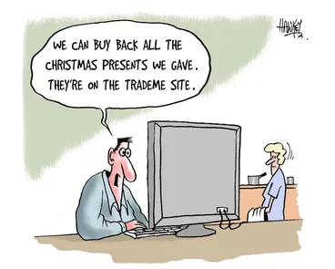 Image: "We can buy back all the Christmas presents we gave. They're on the Trademe site." 26 December, 2006.