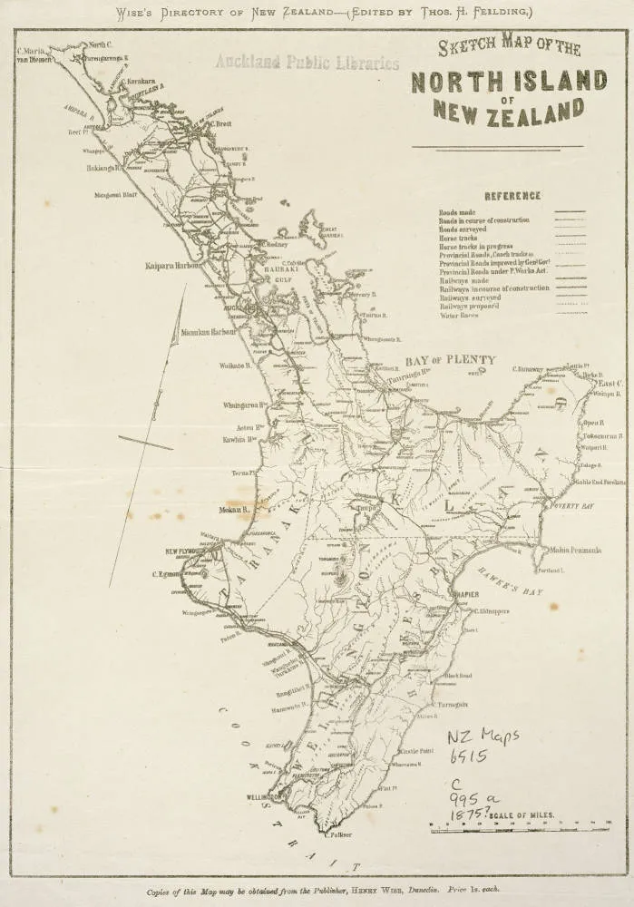 Sketch map of the North Island of New Zealand