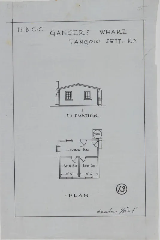 Plan, Ganger's whare, Tangoio Sett. Rd