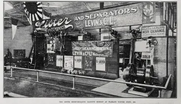 Image: The Lister Sheep-Shearing Machine Exhibit At Waikato Winter Show, 1910
