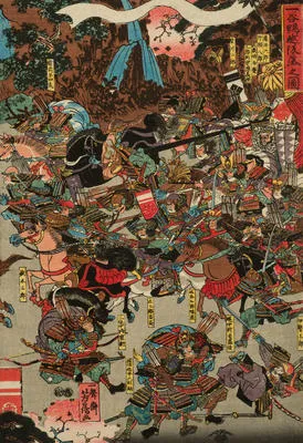 Ichinotani Hiyodorigoe sakatoshi no zu (The Downhill Attack at Hirodorigoe in the Battle of Ichinotani)