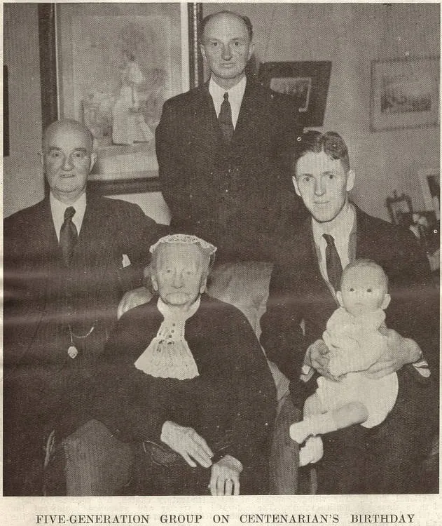 Five-generation group on centenarian's birthday