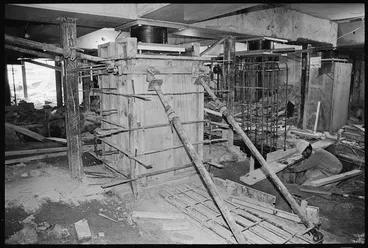 Image: Base isolators being installed in the foundations of the Parliament Building - Photographed by Melanie Burford.