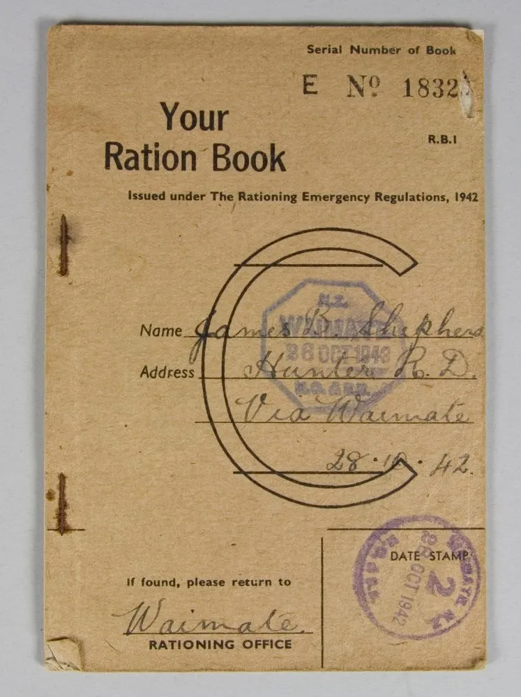 Ration book with child's special clothing ration card