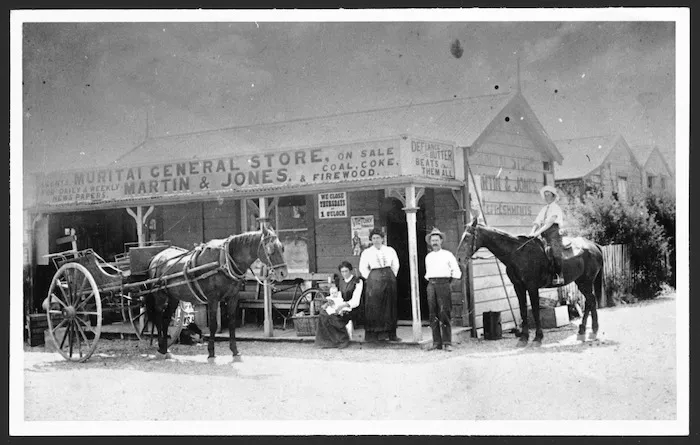 Creator unknown :Photograph of Martin and Jones general store, Muritai, Eastbourne, Lower Hutt