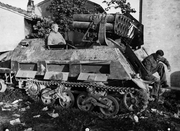 German ten barrelled Nebelwerfer, during World War II, Italy