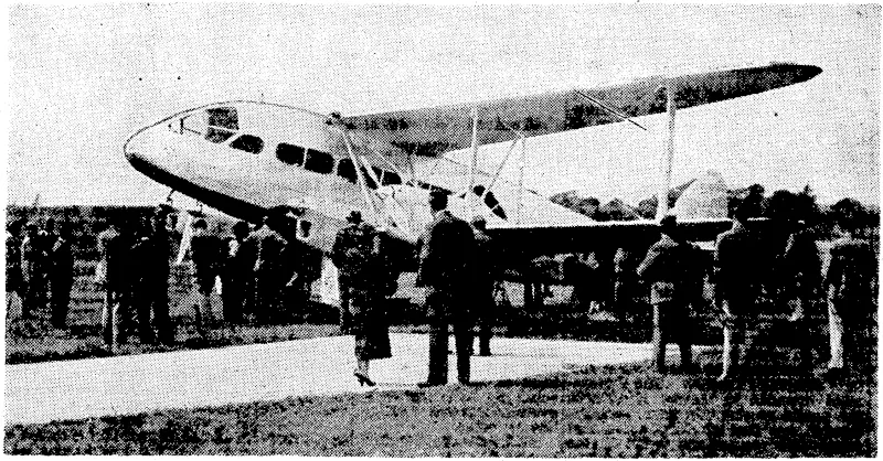 The De Havilland express airliner Delia, which is alleged to have been fired upon by Japanese warships. (Evening Post, 01 February 1939)