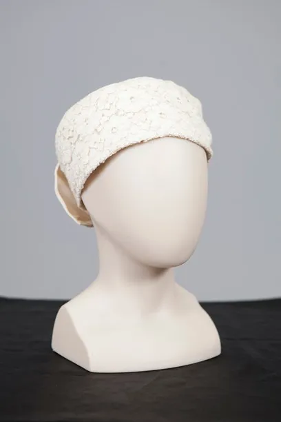 Lace-covered hat with back bow