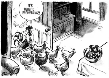 Image: Evans, Malcolm 1945- :It's genetic engineering! New Zealand Herald, 13 April 2001.