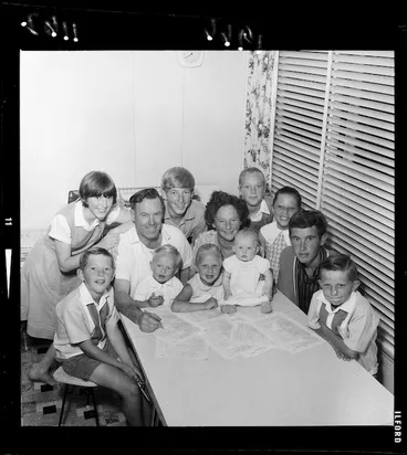 Image: Mr and Mrs R J Parker and family completing census forms, Porirua