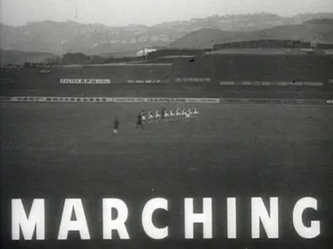 Marching girls, judging men Image: Marching girls, judging men