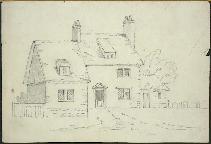 Hunt, Cecilia Appelina, 1845-1932 :[English country cottage] Miss Glaisher, May 1861