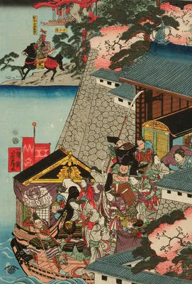 Ichinotani Hiyodorigoe sakatoshi no zu (The Downhill Attack at Hirodorigoe in the Battle of Ichinotani)