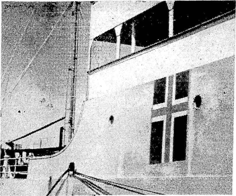 KvenlHg Tost" Photo. Hostilities between China) 'and Japan cause, niairy anxious moments to the. masters of neutral vessels, and to aid in identification, the flag of the. country to which the vessel belongs is painted prominently on the ship. Here the Norwegian flag is shown painted on the side of the AttUa, berthed this morning at Point Howard. The Attila was recently in the war zone. (Evening Post, 18 December 1937)